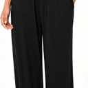 BAMBOO COOL Womens Wide Leg Yoga Pajama Pants Palazzo Casual Loose High Waisted Flowy Bottoms with Pockets Lounge Sweatpants (Black, L)