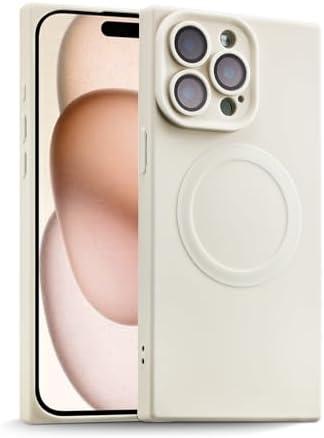 ZhyzRhsm Designed for iPhone 14 Pro Case Silicone Compatible with Magsafe, Camera Lens Protector, Military Grade Shockproof Protective, Rectangle Magnetic Phone Case for iPhone 14 Pro White