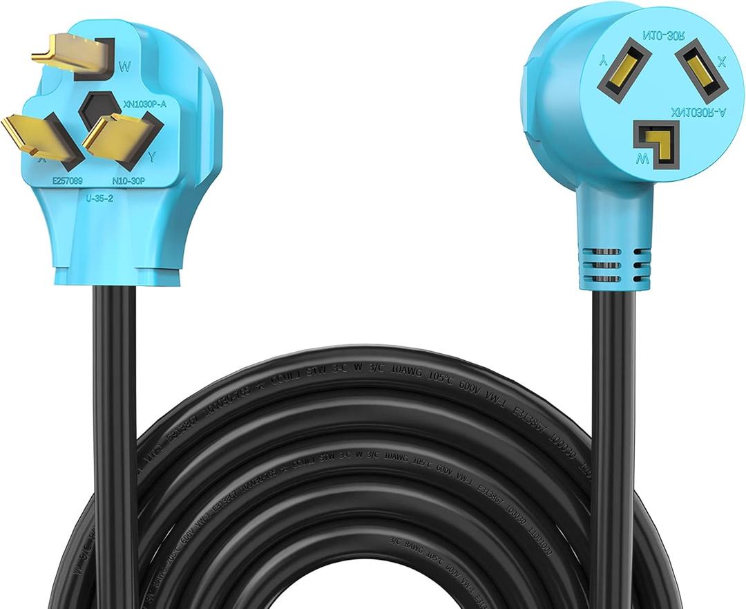 CircleCord UL Listed 3 Prong 50 Feet Dryer/EV Extension Cord, 30 Amp NEMA 10-30P/R, Suit for Level 2 EV Charging Such as Tesla Model 3/X/Y/S and 3 Prong Dryer, 125V/250V STW 10 Gauge