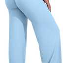VOYJOY Straight Leggings Bottoms Wide Leg Pants for Women 29"/ 31.5"/33"/35" High Waist Stretch Casual Sweatpants (X-Small, Airy Blue)