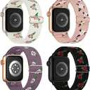 4 Pack Stretchy Solo Loop Compatible with Apple Watch Band 38mm 40mm 41mm 42mm  Women Men, Sport Nylon Elastic Straps Braided Wristbands for iWatch Series 10 9 8 7 6 5 4 3 Ultra SE