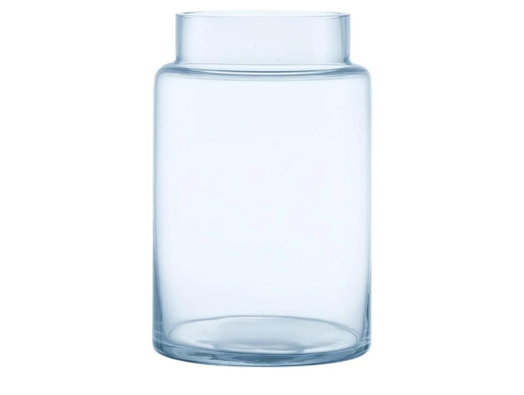 Large Glass Vase, 9 Inch Blue Glass Vase, Large Flower Vases for Bouquet, Tall Wide Mouth Vases for Flowers, Home, Wedding, Living Room, Office Decor