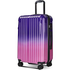 Checked Luggage Hardside Suitcase with Spinner Wheels, 24in