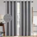 MIULEE Linen Textured 90 Inches Curtains for Bedroom 100% Blackout Thermal Insulated Grey Curtains Grommet Room Darkening Luxury Decor for Living Room 52 x 90 Inch (2 Panels)