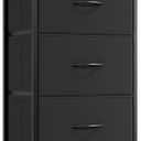 Somdot Tall Dresser for Bedroom with 5 Drawers, Storage Chest of Drawers with Removable Fabric Bins for Closet Bedside Nursery Laundry Living Room Entryway Hallway, Black (11.8"D x 16.5"W x 45.1"H (5 Drawers), Black Rustic Brown)