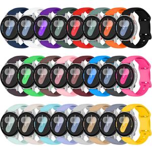 24 Pack Bands Compatible for Samsung Galaxy Watch 7/FE/6/5/4 40mm 44mm, 5 Pro, Watch 6/4 Classic 43mm 47mm 42mm 46mm, 20mm Sport Replacement Soft Silicone Strap for Women, Men