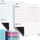 Mr. Pen Magnetic Dry Eraser Chore Board for Multiple Kids, 2 Pack with 6 Eraser Cap Markers, Refrigerator Magnetic Chore Chart (White)