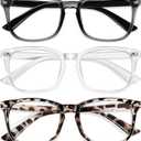 Okany Blue Light Glasses for Kids 3 Pack Blue Light Blocking Glasses for Girls Boys Computer Gaming Screen Glasses (Grey Black+transparent+leopard)