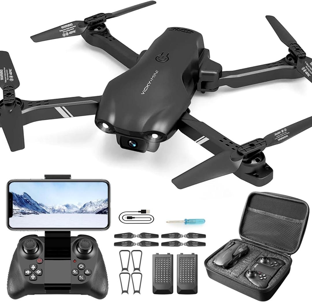 DRONEEYE 4DV13 Drone with 1080P HD FPV Camera for Kids Adults, Remote Control Helicopter Quadcopter for Beginners boy Toys Gift, Waypoint Functions, Altitude Hold, Gesture Selfie,3D Flips, 2 Batteries, Black