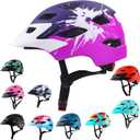 Kids Bike Helmet,Bavilk Kids Boys Girls Bike Helmets with LED Light Detachable Visor Children Youth Teen Multi-Sport for Skating Cycling Scooter Skateboard Adjustable & Lightweight 19.7"-22.4" (Matte Purple)