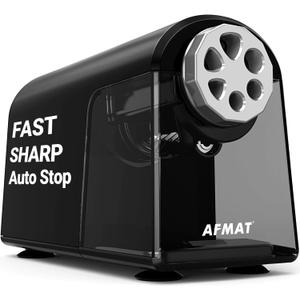 AFMAT Electric Pencil Sharpener for Classroom, 6 Holes, Heavy Duty Pencil Sharpeners for Home, Pencil Sharpener Plug in for 6-11mm Pencils, Auto Stop, Super Fast, Save Pencils, PSX2 (Black)