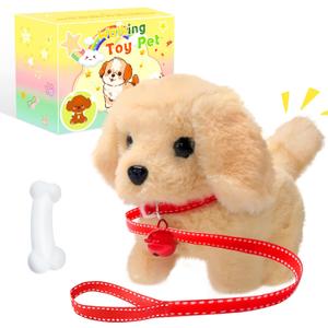 Walking Dog Toy - Electronic Pet with Leash, Bell, Bone, Christmas Birthday Gifts Puppy Dog Toy for Kids Ages 3-8