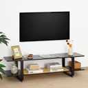Bamboo TV Stand for TVs up to 65", Accent Entertainment Center with Storage, Media Console Table with Shelf, Modern TV Stand for Living Room, Bedroom, 54.3"(L), Black