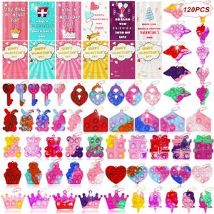 120 Pack Valentines Day Gifts for Kids, Valentines Cards with Pop Bubbles Bulk, Fidget Valentine for Girls Boys Toddler, Class Classroom Exchange Gifts, Fidget Toys Party Favors