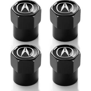 3 x Tire Valve Stem Caps for Acura Metal Car Wheel Air caps Auto Valve Stem Caps Accessories 4 Pack Black