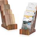 2 Pack Acacia Wood 4 Inch Wide pamphlet holder stand 4-Tier Flyer Display Stand 46 Inch Postcard Greeting Card Countertop Trifold Literature Holder Booklet Menu Organizer For Office Home