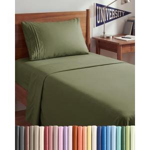 Twin XL Size 3 Piece Sheet Set - Comfy Breathable & Cooling Sheets - Hotel Luxury Bed Sheets for Women & Men - Deep Pockets, Easy-Fit, Soft & Wrinkle Free Sheets - Sage Green Oeko-Tex Bed Sheet Set