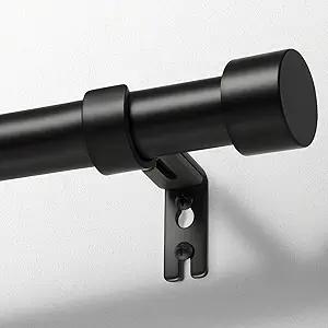 Zeerobee Curtain Rods for Windows 48 to 84, Black Curtain Rod, Adjustable 1 Inch Heavy Duty Outdoor/Indoor Modern Drapery Pole, 32"86"