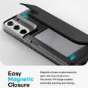 GOOSPERY Magnetic Door Bumper Compatible with Galaxy S22 Plus Case, Card Holder Wallet Easy Magnet Auto Closing Protective Dual Layer Sturdy Phone Back Cover - Black