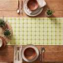 Artoid Mode Beige Sage Green Rustic Plaid Farmhouse Table Runner, Seasonal Spring Embroidered Kitchen Dining Table Decoration for Home Party Decor 12x72 Inch