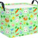 Rectangular Easter Basket Waterproof Storage Bin for Bedroom Collapsible Bin Books Box Basket Room Decor(Cute Easter)