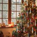 16 PCS Christmas Tree Candle Lights with Acrylic Icicles Hook Flameless LED Taper Candles with Remote for Christmas Tree Decor(16pcs,WhiteA)