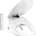 WLJBIDET Electric Heated Bidet Toilet Seat with Remote Control, Adjustable Warm Water & Pressure, Air Drying, Self-Cleaning Nozzle, Oscillating Cleaning, Display Screen, Slow Closed Lid - Elongated