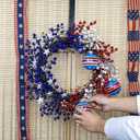 22 Inch 4th of July Wreath Independence Day Wreaths for Front Door Patriotic Wreath with Red White Blue Berries for July Fourth Memorial Day