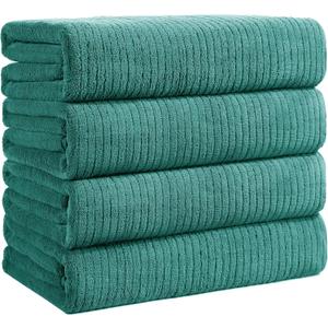 Bath Towels Set of 4 Extra Large 35 x 70 Inches,Luxury Thick High Absorbent and Quick Dry Bath Sheet,Ultra Soft Microfiber,Bathroom,Beach,Yoga,Sport,SPA,Fitness(Green)