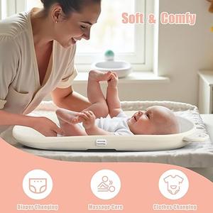 FLEUFAB Baby Changing Pad, EVA Waterproof Non-Slip Changing Table Pad with Adjustable Strap for Dresser Changing Table Nursery, Portable Diaper Changing Pad, Oat