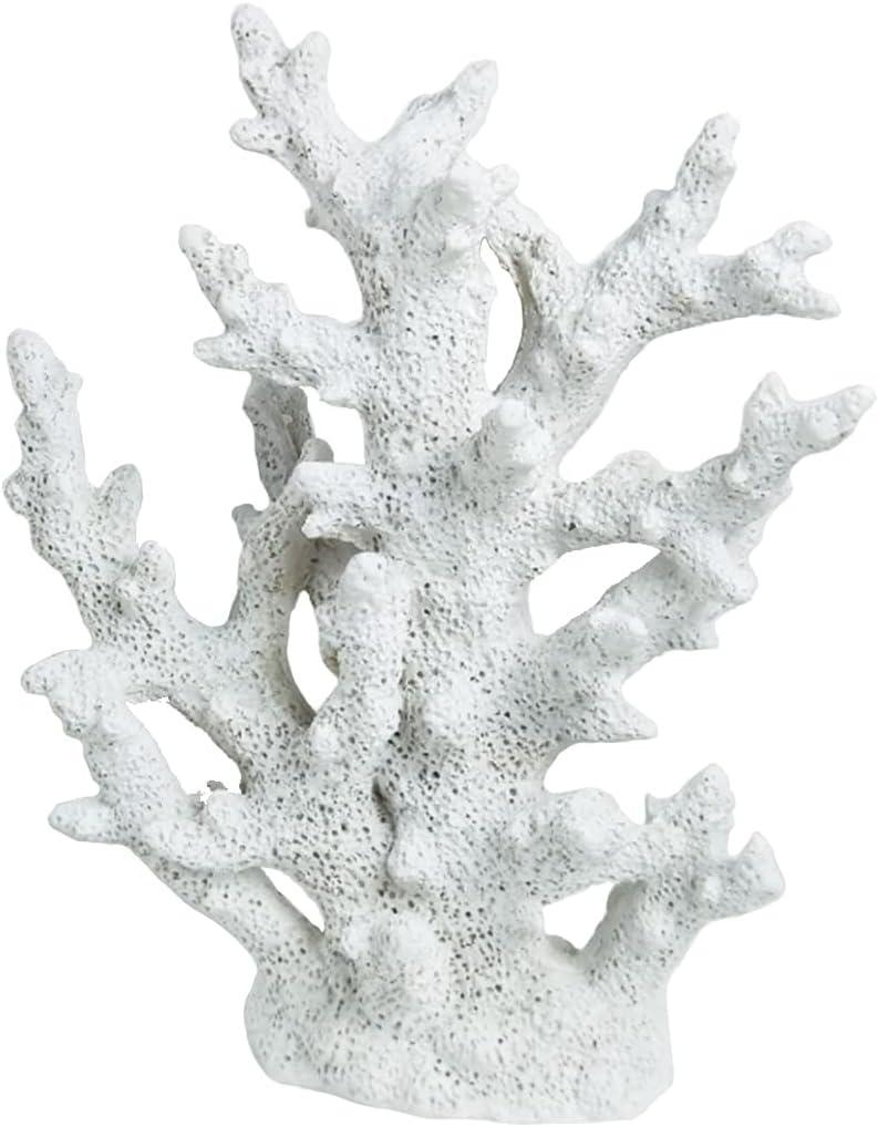 PINVNBY Artificial Coral Ornament Aquarium Sea Plants Decoration Underwater Craft Resin Fish Tank Landscape (White) (Style 1-white)