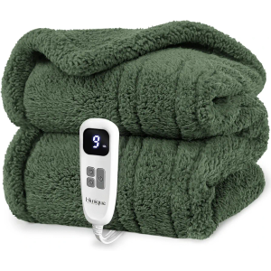 Blunique Heated Blanket Electric Blanket Throw - Fast Heating Blanket Throw Double Sided Sherpa Ultra Soft Cozy with 10 Heating Levels & 2-10 Hours Auto Off, Mashine Washable, 50 x 60 Inches, Green
