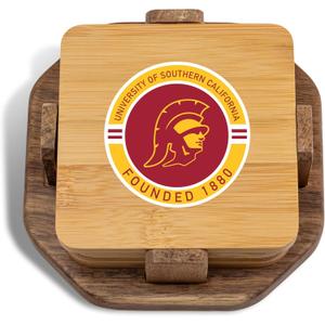 The Memory Company Officially Licensed NCAA Wood Inlay Coaster Set - 4-Pack Handcrafted Drink Coasters with Holder, Premium Sports Fan Home Bar Accessories, Official Team Logo Collection