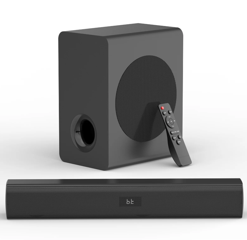 Fansbe Sound Bar Speakers 2.1ch Wall Mount, Dark Gray