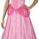 Women Princess Peach Costume Super Brothers Party Gown Ball Dress (Large, Pink)