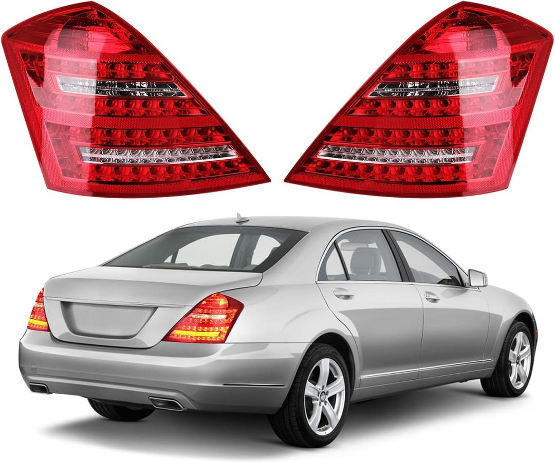 1 Pair Upgraded LED Tail Light Assembly Fit for Mercedes Benz S600 S550 S63AMG S65AMG, 2PCS W221 Rear Taillights 2007 2008 2009, S Class Driver& Passenger Taillamp Sets, Left& Right