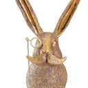 Vintage-Inspired Art Deco Animal Head Wall Sculpture, Brass-Toned Resin Wall Decor for Living Room Bedroom Office, Unique Small-Sized 3D Wall Art, Retro Home Gift & Abstract Wall Hanging Decorations(Rabit)