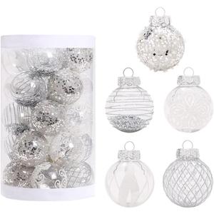 25Pcs Christmas Ornaments Sets 2.36 Christmas Ball Ornaments Christmas Tree Ornaments Shatterproof Xmas Balls Bulbs for Holiday Wedding Party Christmas Tree DecorationSilvery White