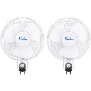 Simple Deluxe 16 Inch Digital Household Wall Mount Fans, Adjustable Tilt, 90 Degree, 3 Speed Settings, 2 Pack, White