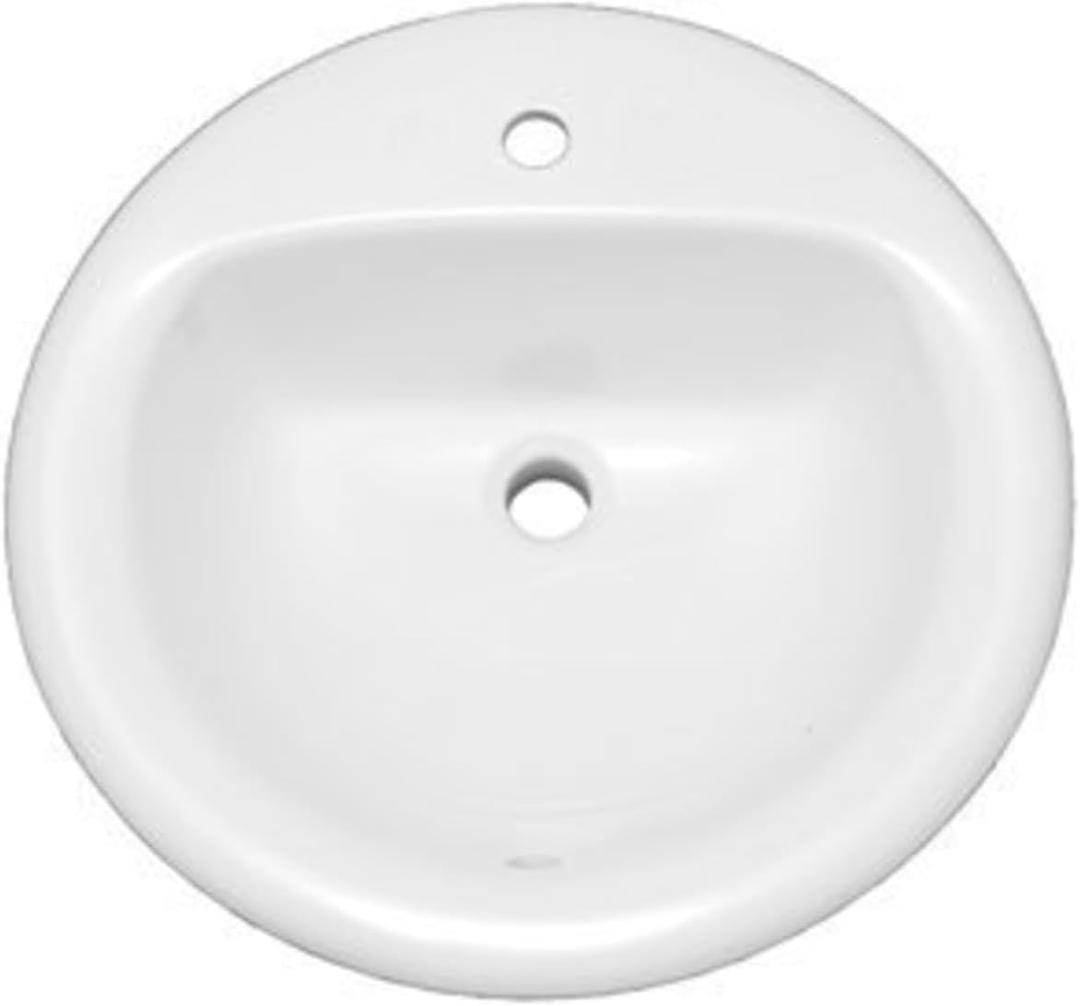 PROFLO PF191R Rockaway 19" Circular Vitreous China Drop In Bathroom Sink with Overflow and 1 Faucet Hole at 0" Centers - White