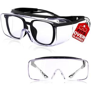 MORK&SUKY Safety Glasses Fit Over Prescription Eyeglasses, ANSI Z87 Certified,Anti-Fog Eye Protection for Men and Women.