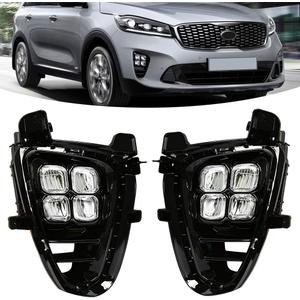 N / A For KIA Sorento L/LX/LX V6/ EX V6 2019 2020 4 Eeys Style Daytime Running Lights Fog Lamp Accessories Cover Day Light Accessories, Cover Day Light with Bezel