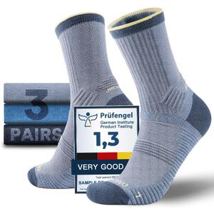 Juclise Lightweight Merino Wool Hiking Mirco Crew Socks Compression Moisture Wicking Anti-Blister Cushioned Breathable (XL)