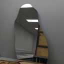 Irregular Asymmetrical Wall Mirror for Living Room Bathroom Entryway, Modern Decorative Mirror Hanging (Hook Style, 32'' x 18'') (Frameless)