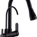 WANFAN Kitchen Sink Faucet with Pull Down Sprayer 2 Handle 3 in 1 Water Filter Purifier Faucets Black 0195R
