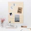 Navaris Fabric Memo Bulletin Board - 20" x 28" Velvet Memory Board for Wall to Display Photo Collages, Pictures, Notes - Includes 6 Push Pins - Beige