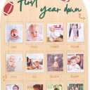 My First Year Milestone Photo Board - Football First Birthday Decorations,One Year of Photo Board,First Year Down Birthday Party,12 Month Photo Board
