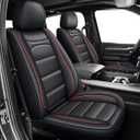 Seat Covers Fit for Dodge RAM 1500 2002-2025 2026: Compatible with RAM 1500 2500 3500 Crew Double Quad Cab Truck Pickup Car Seat Cover Faux Leather Seat Covers(Curved Bench, Full Set, Redline)