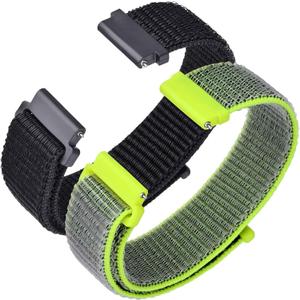 ANNEFIT Nylon Sport Loop Watch Bands, 2 Packs Quick Release Adjustable Strap 16mm 18mm 19mm 20mm 21mm 22mm 24mm (Black+Shiny Yellow)