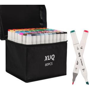 Alcohol Markers, 80 Colors Dual Brush Tip Permanent Art Markers, Coloring Marker, for Book Painting Card Making, Christmas gift for Adults Great Value Pack for Beginners